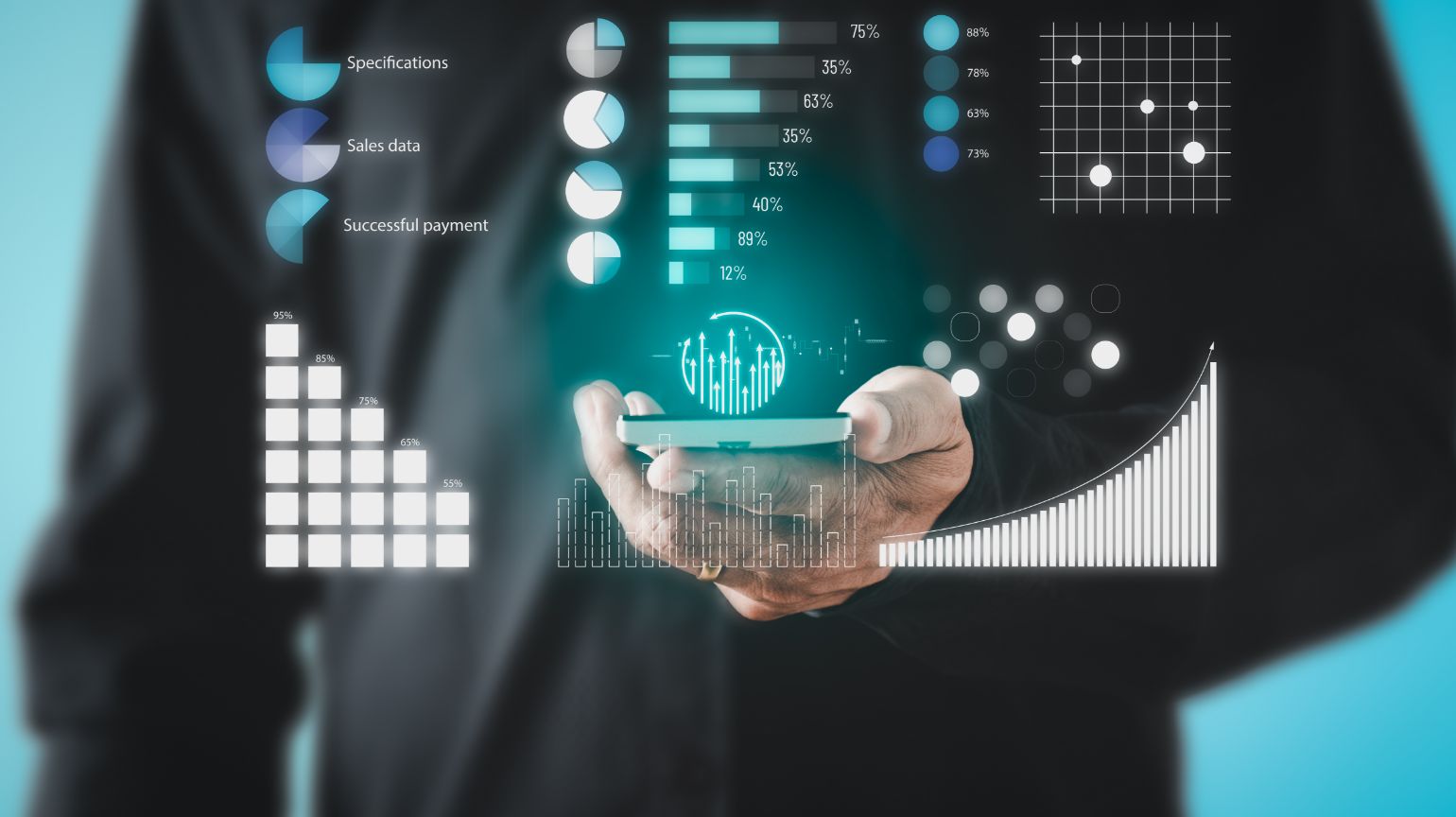 Smart phone with digital data collection graphs