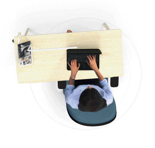 Aerial View of Woman at Desk with Computer