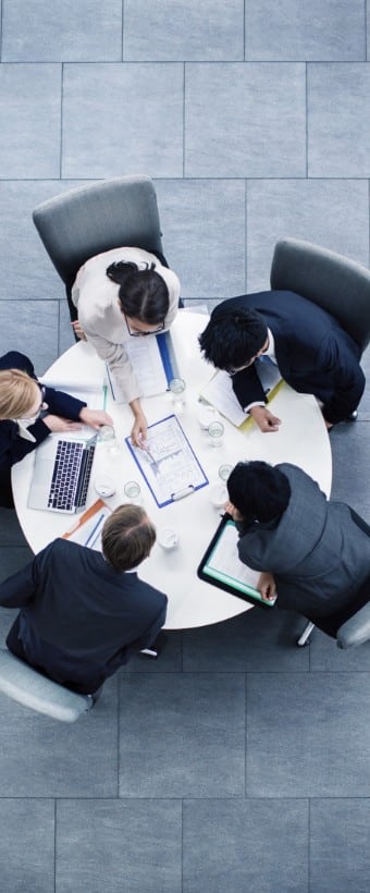 A team analyzing documents