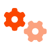 Two orange gears icon