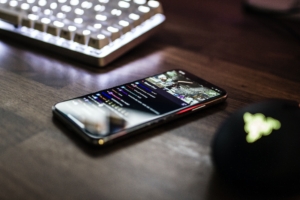 chat apps, phone near computer